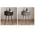 Modern Minimalist Round Tabletop Iron Nightstand 1-Storage For Bedroom