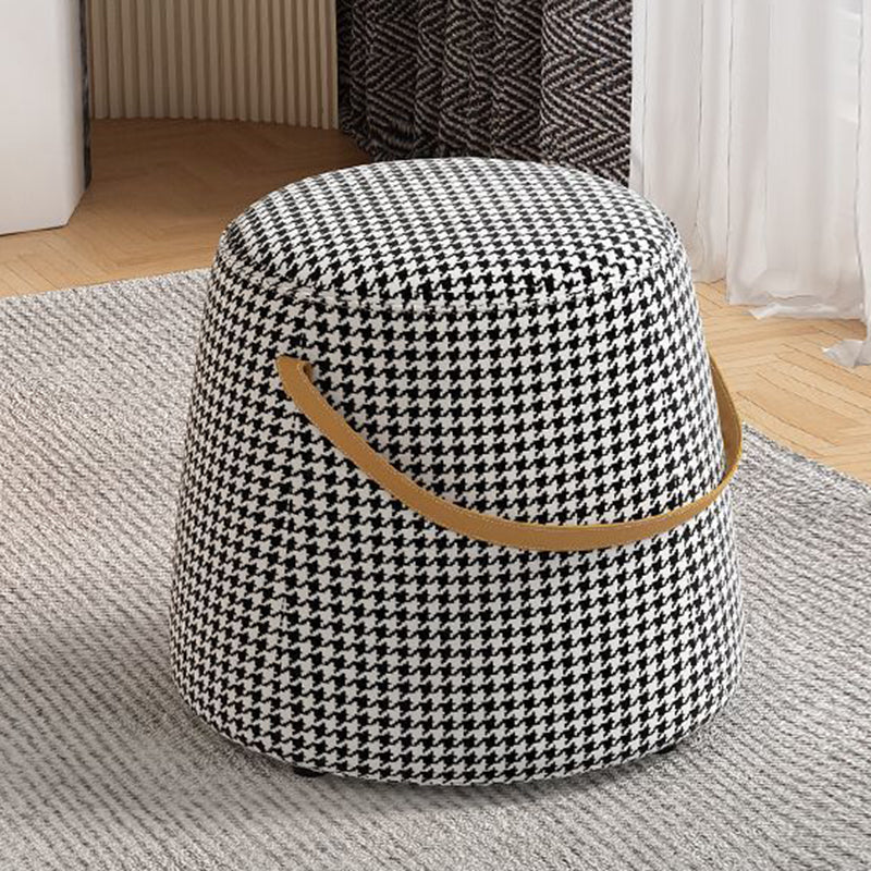 Modern Minimalist Round Column Cotton Linen Leather Wood Chair Backless Armless For Living Room