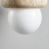Traditional Japanese Wabi Sabi Solid Wood Travertine Round 1-Light Pendant Light For Living Room