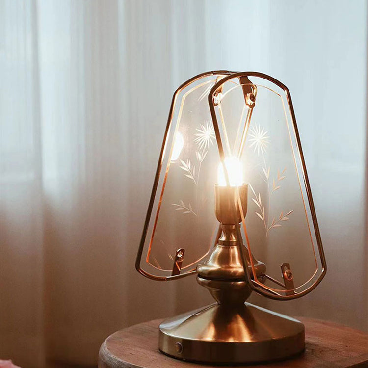 Traditional Vintage Screen Acrylic Iron 1-Light Table Lamp For Bedroom