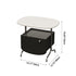 Modern Minimalist Oval Rectangle Faux Panel Glass Stainless Steel Nightstand 1-Drawer For Bedroom