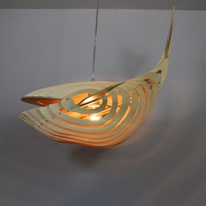 Contemporary Creative Whale Wood 1-Light Chandelier For Dining Room