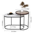 Contemporary Nordic Round Oval Glass Rock Slab Stainless Steel Coffee Table For Living Room