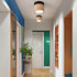 Traditional Japanese Wood Acrylic Cylindrical LED Spotlight Flush Mount Ceiling Light For Hallway