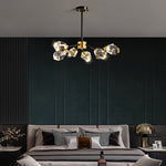 Contemporary Scandinavian Branch Irregular Crystal Copper 6/9/12/15/18 Light Chandelier For Living Room