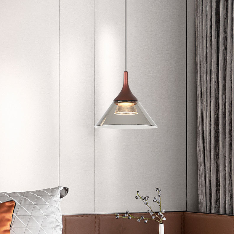 Modern Minimalist Cup Shape Acrylic Aluminum LED Pendant Light For Dining Room