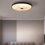 Contemporary Nordic Iron PVC Folding Fan Blade Pleat Round LED Flush Mount Ceiling Light For Living Room