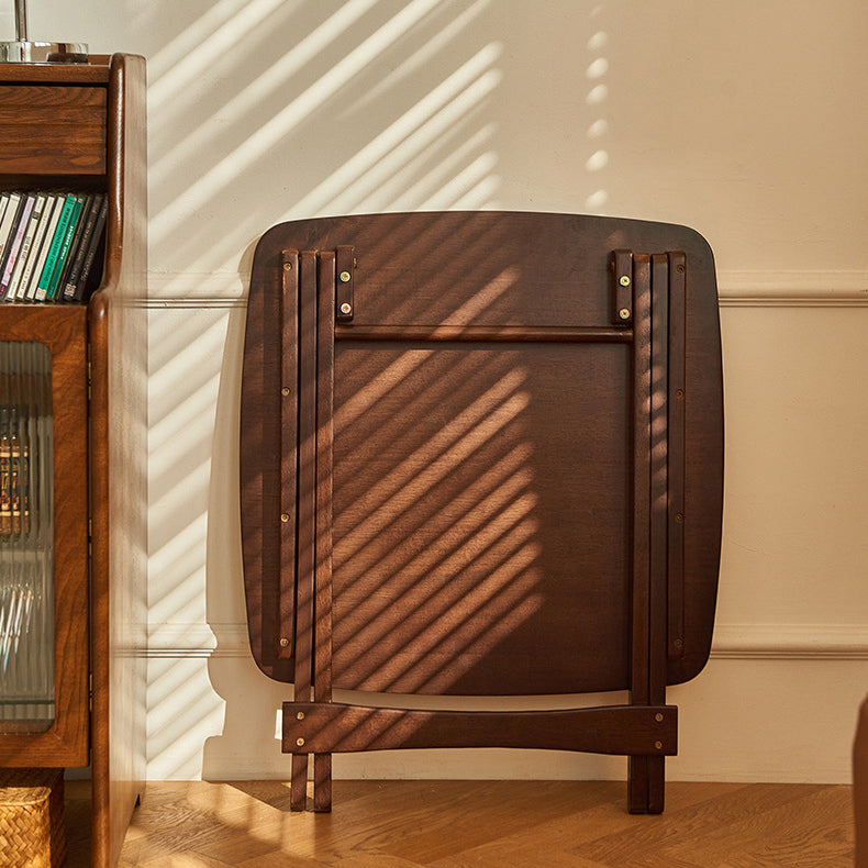 Traditional Vintage Square Solid Wood Foldable End Table For Living Room