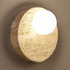 Traditional Japanese Wabi-Sabi Yellow Travertine Circle 1-Light Wall Sconce Lamp For Bedroom