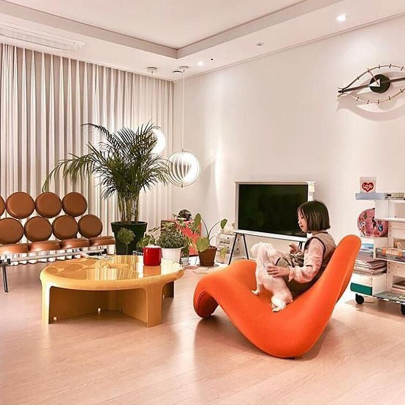 Contemporary Scandinavian Tongue Curved Fiberglass Rebound Foam Accent Chair Backrest For Living Room
