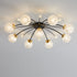 Modern Luxury Branch Orb Star Full Copper Glass 9/13/17 Light Semi-Flush Mount Ceiling Light For Living Room