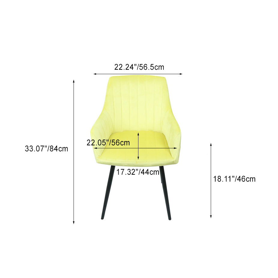 Modern Minimalist Square Iron Velvet Fabric Sponge Dining Chair Four Legs Armrest Backrest For Dining Room