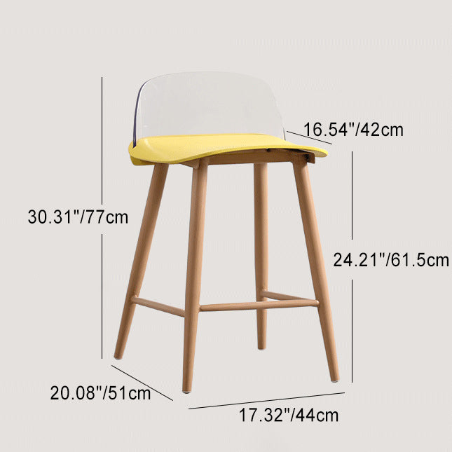 Modern Minimalist Rectangular Carbon Steel Stand Bar Stool Plastic Backrest For Dining Room