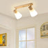 Traditional Vintage Wood Glass Trumpet Shade 1/2/3/4-Light Semi-Flush Mount Ceiling Light For Living Room