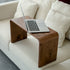 Contemporary Nordic Rectangular Square C Shape Wood Walnut End Table Embedded For Living Room