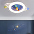 Contemporary Creative Kids Round Planet Acrylic Iron LED Flush Mount Ceiling Light For Bedroom