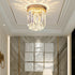 Modern Luxury Round Cylinder Crystal Hardware Base 1-Light Flush Mount Ceiling Light For Hallway