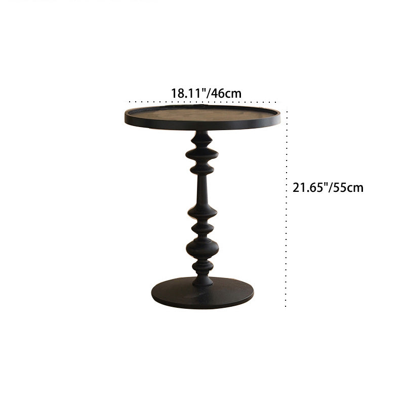 Modern Simplicity Round Tray Top Ash Wood Column Base End Table For Living Room