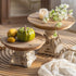 Traditional Vintage Round Column Carved Cedar Magnesium Oxide Tray Side Table For Dining Room