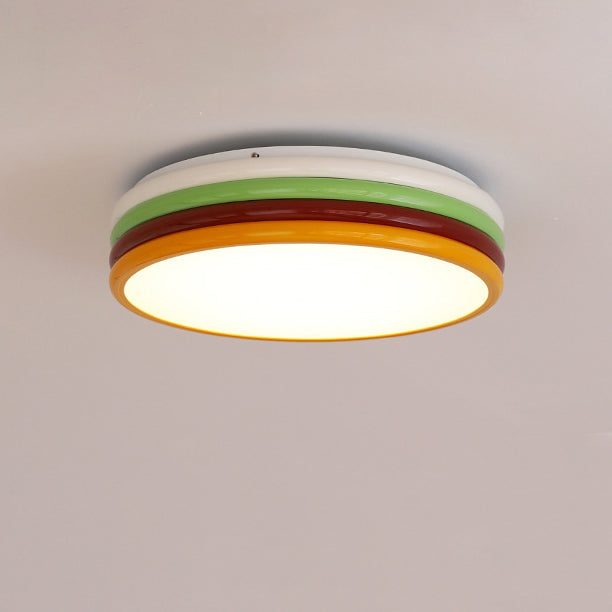 Contemporary Scandinavian Macron Iron Disc Splicing LED Flush Mount Ceiling Light For Bedroom