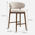 Contemporary Nordic Round Fabric Wood Bar Stool Backrest Footrest For Dining Room