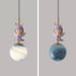 Contemporary Nordic Kids Resin Glass Round Angel 1-Light Pendant Light For Bedside