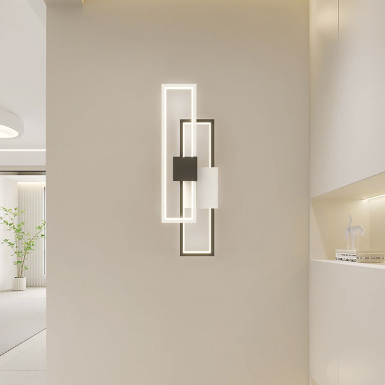 Modern Minimalist Double Rectangle Aluminum Iron Silicone LED Wall Sconce Lamp For Living Room