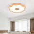 Traditional Chinese Lotus Leaf Wooden Iron Acrylic LED Flush Mount Ceiling Light For Living Room