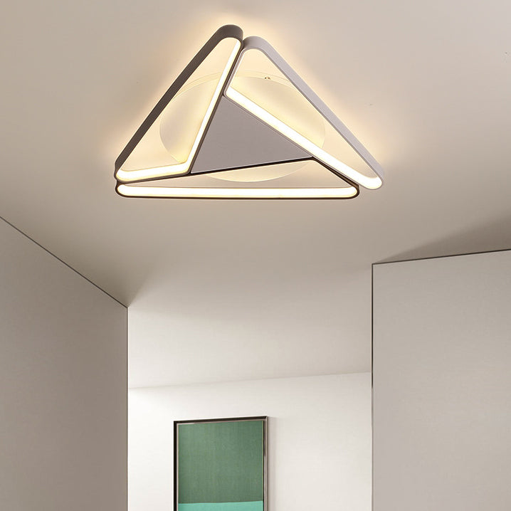 Contemporary Simplicity Aluminum Geometric Triangle Silicone LED Flush Mount Ceiling Light For Living Room