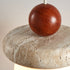 Traditional Japanese Wabi Sabi Solid Wood Travertine Round 1-Light Pendant Light For Living Room