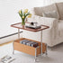 Modern Minimalist Rectangular Blister Board Iron Leather End Table 2-Tier Movable For Living Room