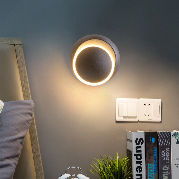 Modern Minimalist Round Rotatable Aluminum PC LED Wall Sconce Lamp For Bedroom