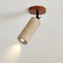 Traditional Japanese Yellow Travertine Cylindrical Spotlight 1-Light Wall Sconce Lamp For Bedroom