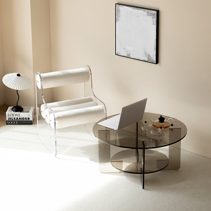 Contemporary Creative Cylinder Acrylic Fabric Chair Backrest Armless For Living Room