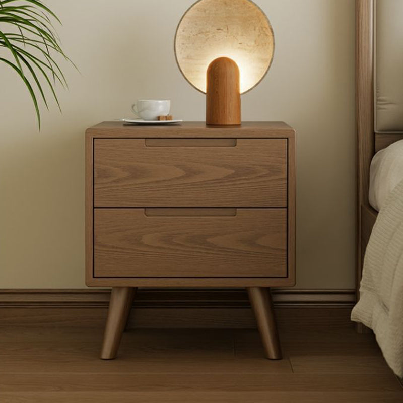 Modern Simplicity Square Rubber Wood Nightstand 1/2 Drawer For Bedside