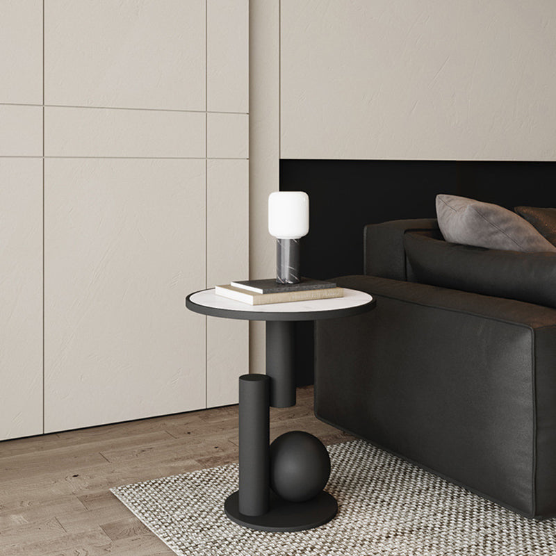 Contemporary Scandinavian Geometric Cylinder Sintered Stone Side Table For Living Room