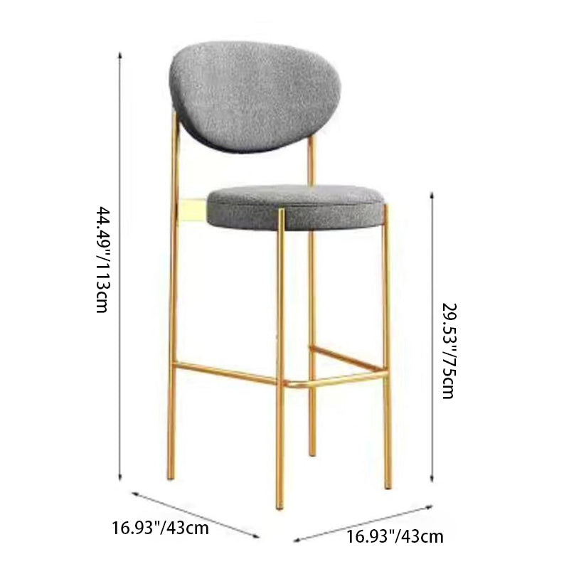 Contemporary Scandinavian Oval Round Fabric Iron Bar Stool Backrest Armless For Dining Room