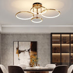 Contemporary Luxury Circle Combo Design LED Semi-Flush Mount Ceiling Light For Bedroom