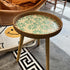 Traditional Rustic Handmade Shell Round Wood Rattan Side Table For Living Room