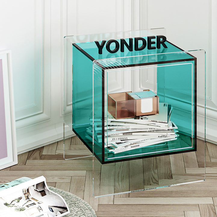 Modern Minimalist Square Acrylic Nightstand For Bedroom