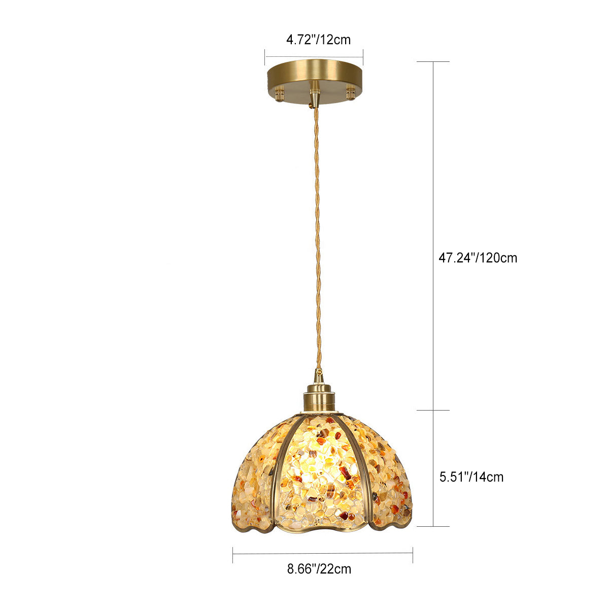 Modern Art Deco Half Round Ball Copper Crystal 1-Light Pendant Light For Dining Room