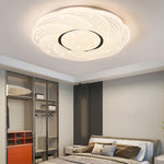 Modern Minimalist Cream Round Petal Iron Acrylic LED Flush Mount Ceiling Light For Bedroom