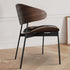 Contemporary Nordic Walnut Wood Grain Microfiber Leather Upholstered Dining Chair Backrest For Dining Room