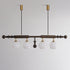 Traditional Vintage Long Round Ball Wood Glass 4-Light Island Light Chandelier For Dining Room