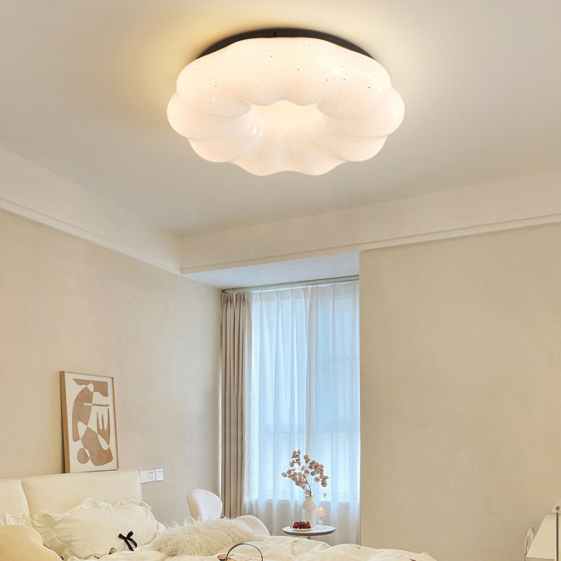 Contemporary Simplicity Copper Acrylic Flower Shade LED Semi-Flush Mount Ceiling Light For Living Room