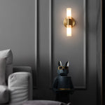 Contemporary Nordic Copper Acrylic Cylinder Ball 1/2/4 Light Wall Sconce Lamp For Living Room