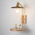 Traditional Vintage Round Wood Iron Glass 1-Light Wall Sconce Lamp For Bedroom