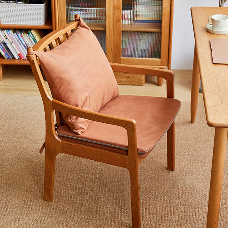 Traditional Vintage Square Solid Wood Dining Chair Backrest Armrest For Dining Room