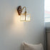 Traditional Vintage Square Copper Glass Wood 1-Light Wall Sconce Lamp For Bedroom