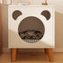 Modern Minimalist Square Bear Shape Faux Panel Wood Nightstand For Bedroom